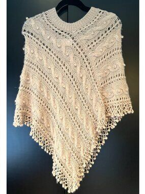 Alpaca Wool Peruvian Handcrafted Poncho-Style Cape w/ Fringe